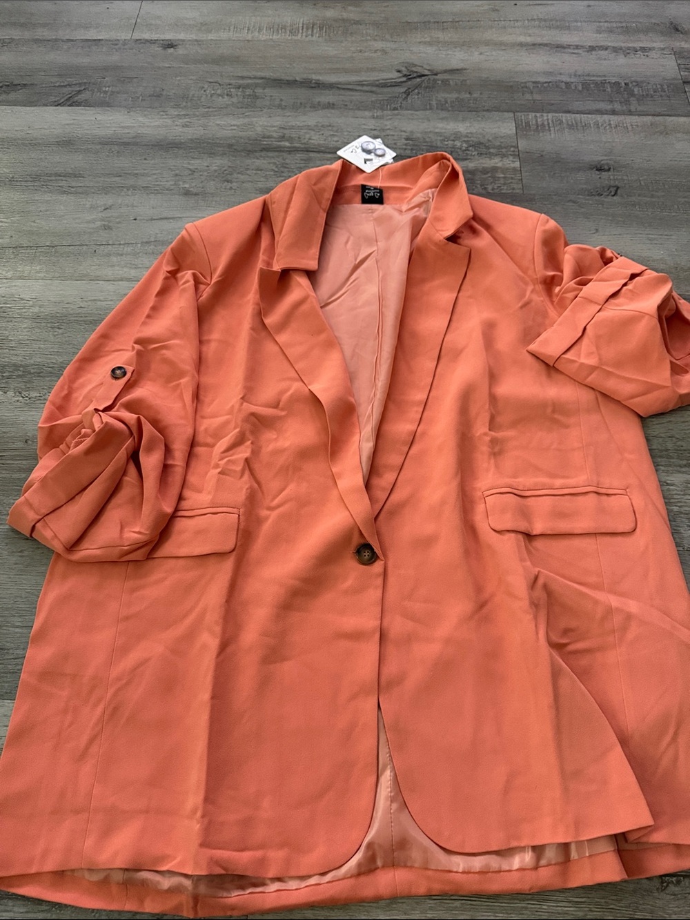 Cozy Casual Coral Blazer with Rolled Sleeves